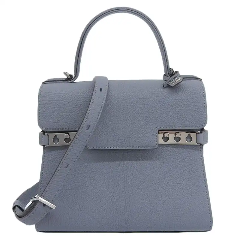 デルヴォー delvaux タンペートPM 2WAY ハンドバッグ ショルダーバッグ レザー ブルーグレー 中古 OB2439