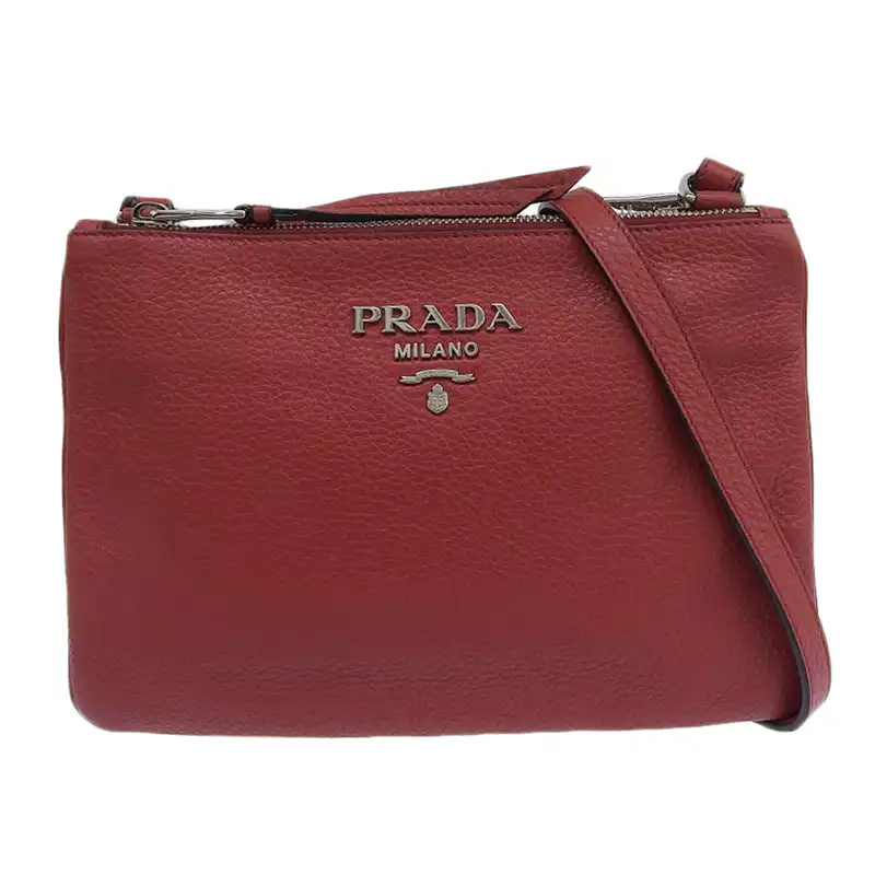 プラダ PRADA ショルダーバッグ 斜め掛けショルダー レザー レッド 1BH046 中古 OB2442