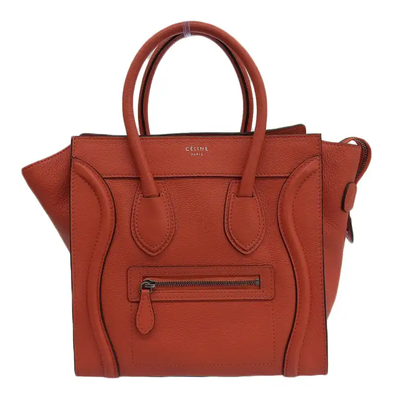 セリーヌ CELINE ラゲージ マイクロショッパー ハンドバッグ レザー レッド 中古 OB2445