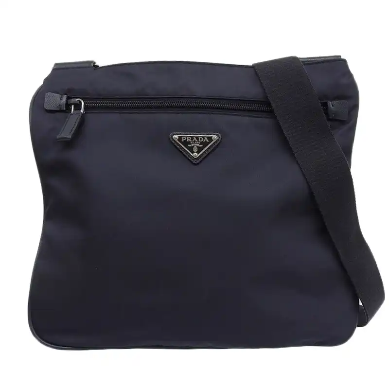 プラダ PRADA ショルダーバッグ 斜め掛けショルダー ナイロン/レザー ネイビー 2VH563 中古 OB2447