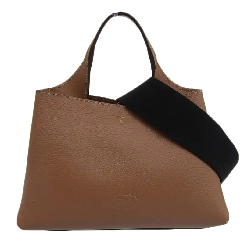 トッズ TOD'S Tタイムレス 2WAYバッグ ハンドバッグ ショルダーバッグ レザー ブラウン 中古 OB2450