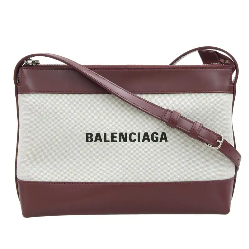 http://バレンシアガ%20BALENCIAGA%20ネイビークロスボディ%20ショルダーバッグ%20キャンバス%20レザー%20ホワイト%20ボルドー%20639497%20中古%20OB2481