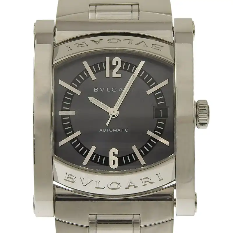 ブルガリ BVLGARI アショーマ メンズ 自動巻き 腕時計 SS ブラック文字盤 AA43S 中古 BV0427
