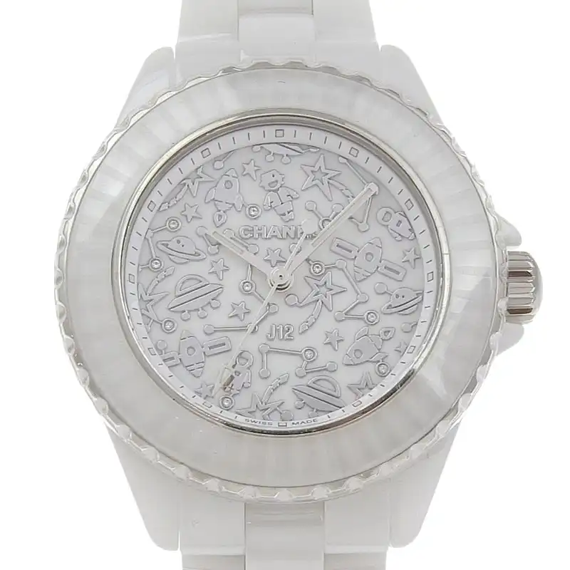 http://シャネル%20CHANEL%20J12%20コズミック%20レディース%20クォーツ%20腕時計%20セラミック/SS%20ホワイト文字盤%20H7990%20美品%20CH1063