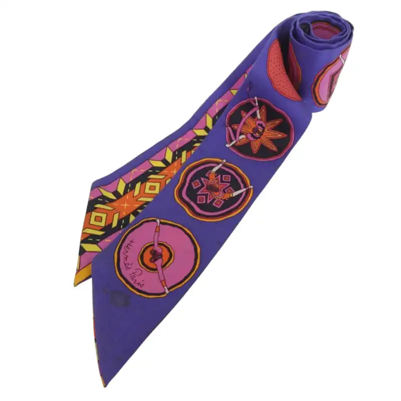 エルメス HERMES ツイリー スカーフ シルク パープル系 中古 HE1126