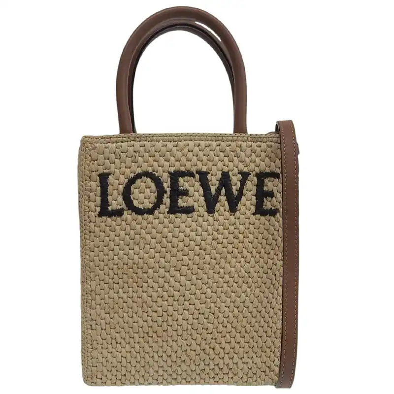 ロエベ LOEWE A5トート 2WAYバッグ ハンドバッグ ショルダーバッグ ラフィア レザー ナチュラル タン A563S30X05 中古 OB2409