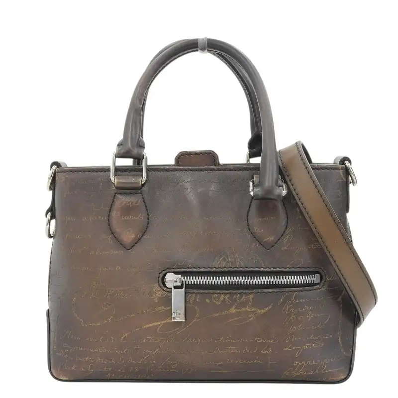 http://ベルルッティ%20BERLUTI%20カリグラフィ%20トゥジュールガリバー%202WAYバッグ%20ハンドバッグ%20ショルダーバッグ%20レザー%20ブラウン%20中古%20OB2443