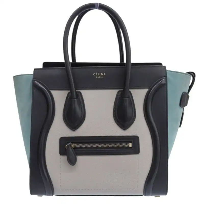http://セリーヌ%20CELINE%20ラゲージ%20マイクロショッパー%20ハンドバッグ%20スウェード%20レザー%20グレージュ%20ブルー%20ブラック%20中古%20OB2506