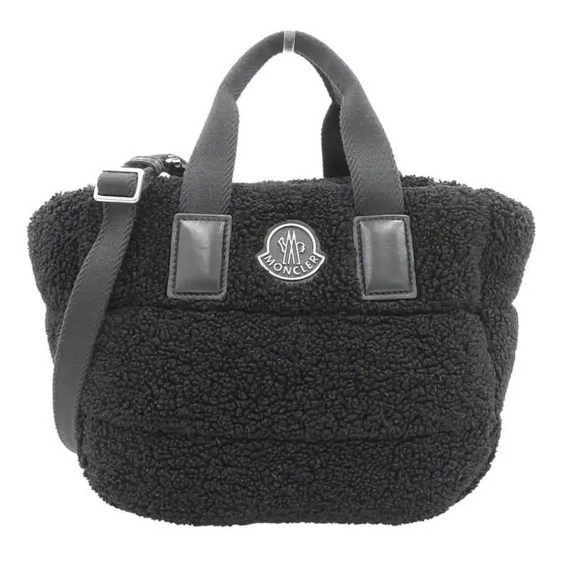 http://モンクレール%20MONCLER%20ボア%202WAYバッグ%20ハンド%20ショルダー%20コットン%20ポリエステル%20レザー%20ブラック%20J209B5L00016M31890%20中古%20OB2534