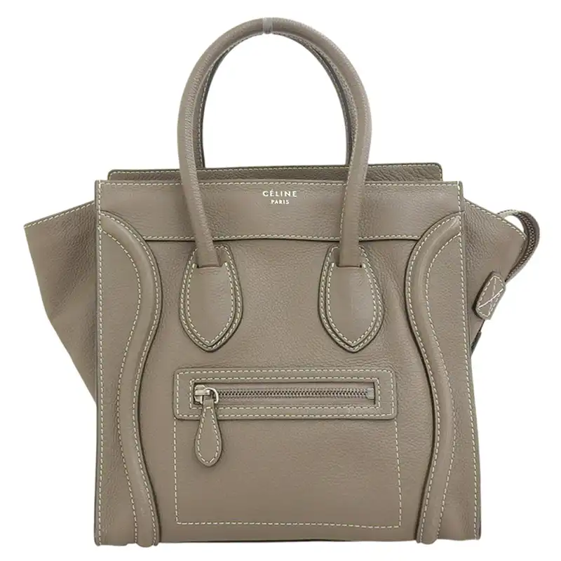 http://セリーヌ%20CELINE%20ラゲージ%20マイクロショッパー%20ハンドバッグ%20レザー%20グレージュ%20中古%20OB2535