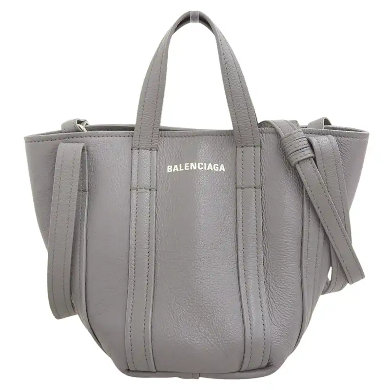 バレンシアガ BALENCIAGA エブリデイ ノースサウスXS 2WAY ハンドバッグ ショルダーバッグ レザー グレー 672793 中古 OB2546