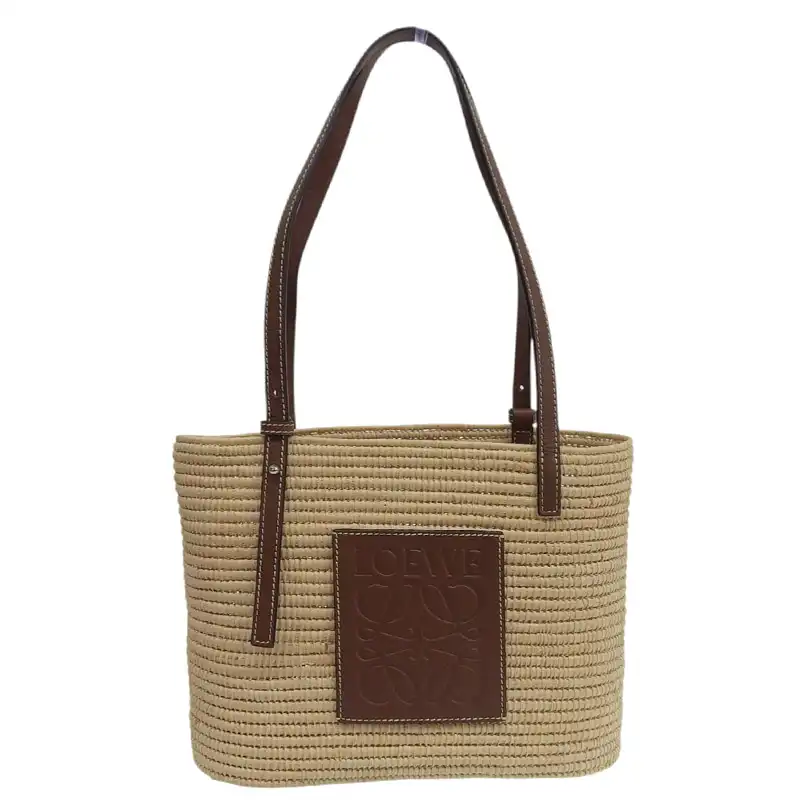 http://ロエベ%20LOEWE%20スクエアバスケットスモール%20ハンドバッグ%20ラフィア%20レザー%20ナチュラル%20タン%20中古%20OB2558