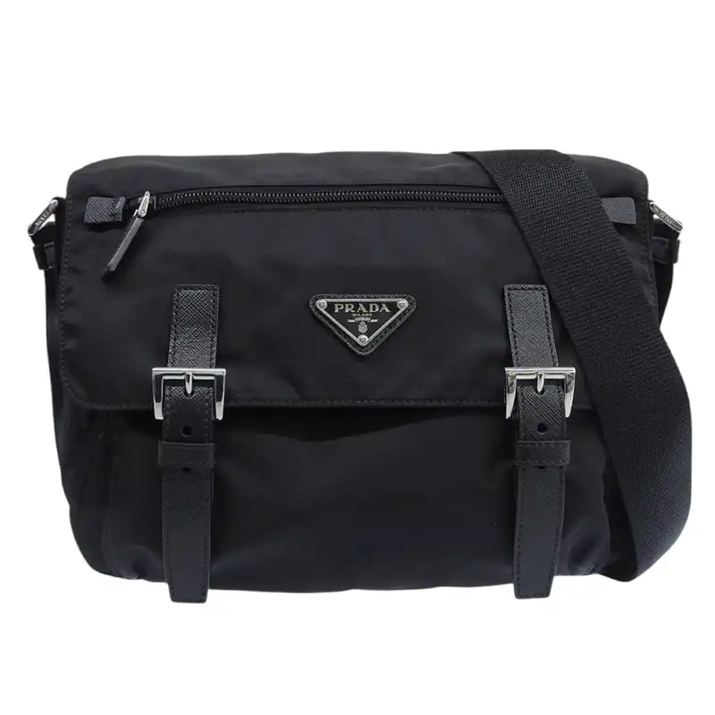 プラダ PRADA ショルダーバッグ ナイロン レザー ブラック 中古 OB2563