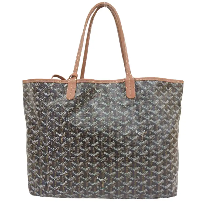 http://ゴヤール%20GOYARD%20サンルイPM%20トートバッグ%20PVC%20レザー%20ブラック%20ブラウン%20中古%20OB2577