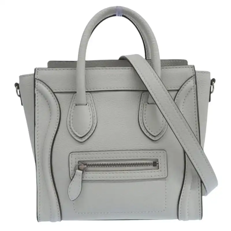 セリーヌ CELINE ラゲージ ナノショッパー 2WAYバッグ ハンドバッグ ショルダーバッグ レザー ペールグリーン 中古 OB2578