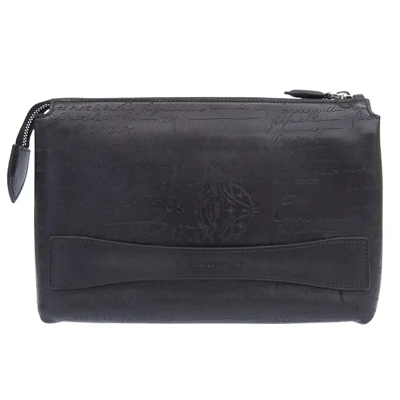 ベルルッティ BERLUTI カリグラフィ クラッチバッグ セカンドバッグ レザー ブラック 中古 OB2580