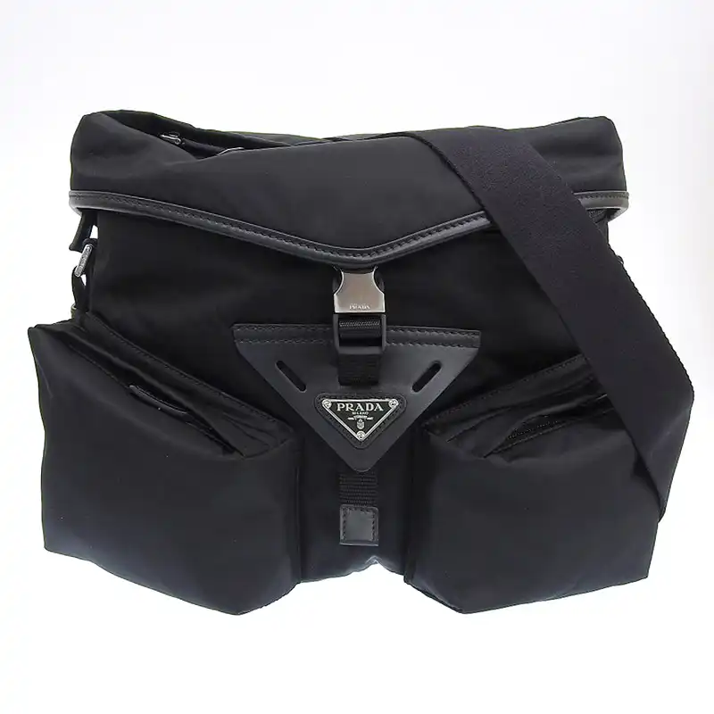 プラダ PRADA Re-Nylon ショルダーバッグ ナイロン レザー ブラック 2VD062 中古 OB2581