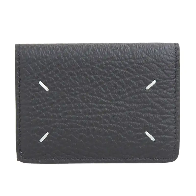 メゾンマルジェラ Maison Margiela 4ステッチ 三つ折り財布 コンパクトウォレット レザー ブラック 中古 OBB0643