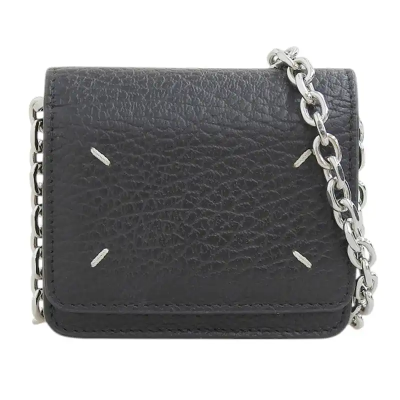 http://メゾンマルジェラ%20Maison%20Margiela%204ステッチ%20チェーンウォレット%20コインケース%20小銭入れ%20レザー%20ブラック%20中古%20OBB0644