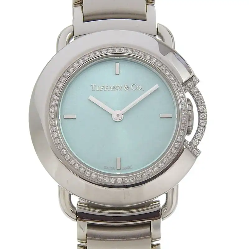 http://ティファニー%20TIFFANY%20&%20Co.%20TTスマイル%20レディース%20クォーツ%20時計%20ダイヤ%20SS%20ライトブルー文字盤%20500本限定%2069546323%20中古%20TI0349