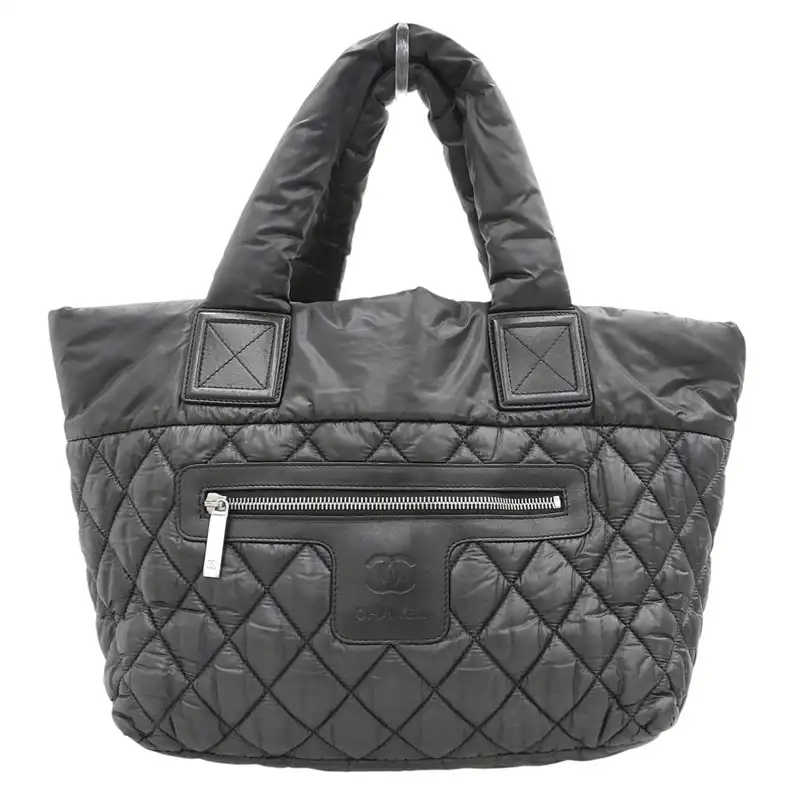 シャネル CHANEL コココクーン トートバッグ ナイロン レザー ブラック 14番台 中古 CH1065