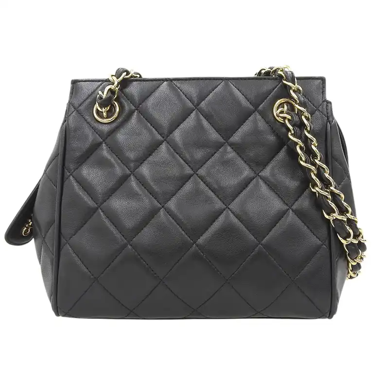 シャネル CHANEL マトラッセ チェーントート ショルダーバッグ ラムスキン ブラック 3番台 中古 CH1075