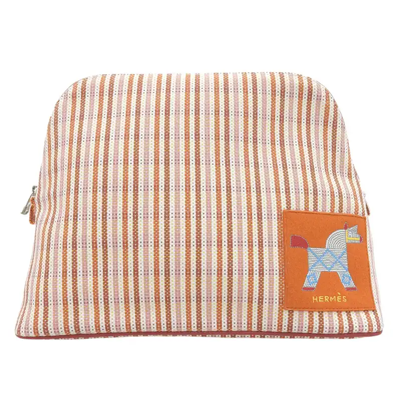エルメス HERMES アニモー・ナッテ ボリードポーチGM ポーチ コットン オレンジ 中古 HE1134