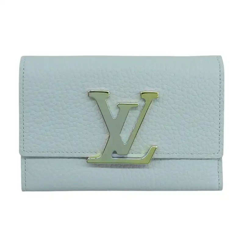 ルイヴィトン LOUIS VUITTON ポルトフォイユ・カプシーヌコンパクト 三つ折り財布 トリヨン ブルー M82147 中古 LV1720