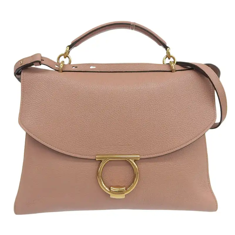 フェラガモ FERRAGAMO マーコット 2WAY ハンドバッグ ショルダーバッグ レザー ピンク 中古 OB2557