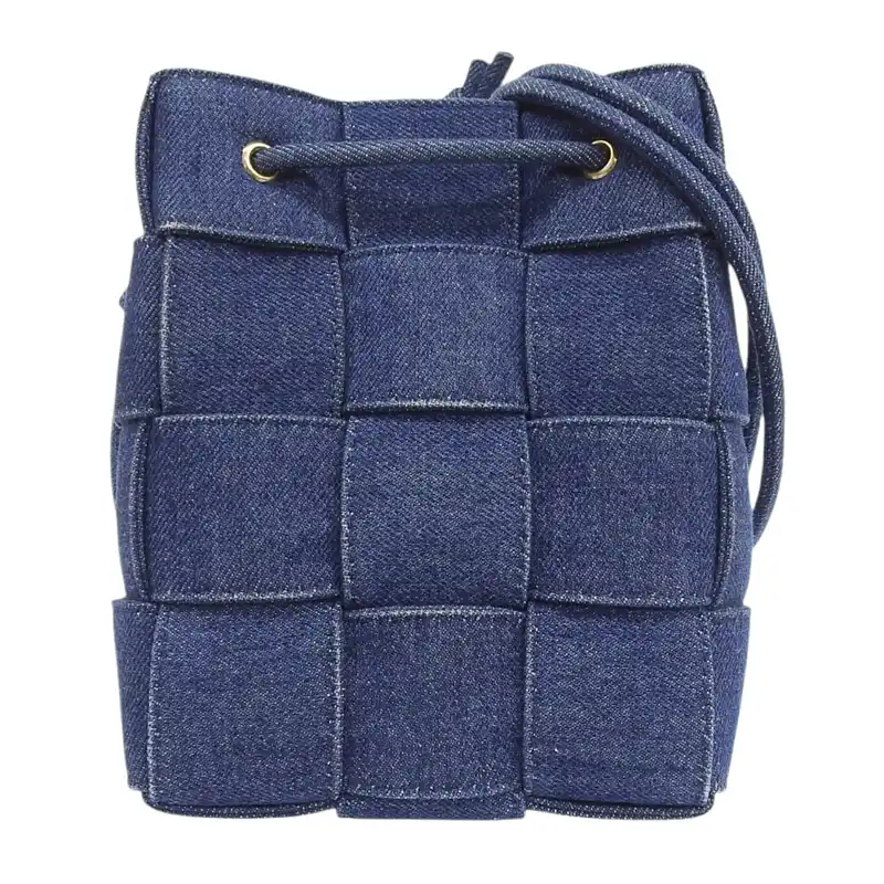ボッテガヴェネタ BOTTEGA VENETA カセット バケットバック ショルダーバッグ デニム ブルー 中古 OB2582