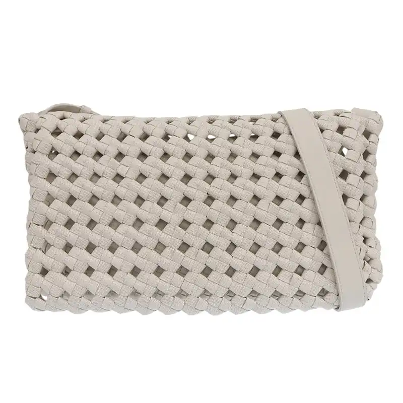 ボッテガヴェネタ BOTTEGA VENETA ショルダーバッグ キャンバス/レザー アイボリー 603162 中古 OB2584