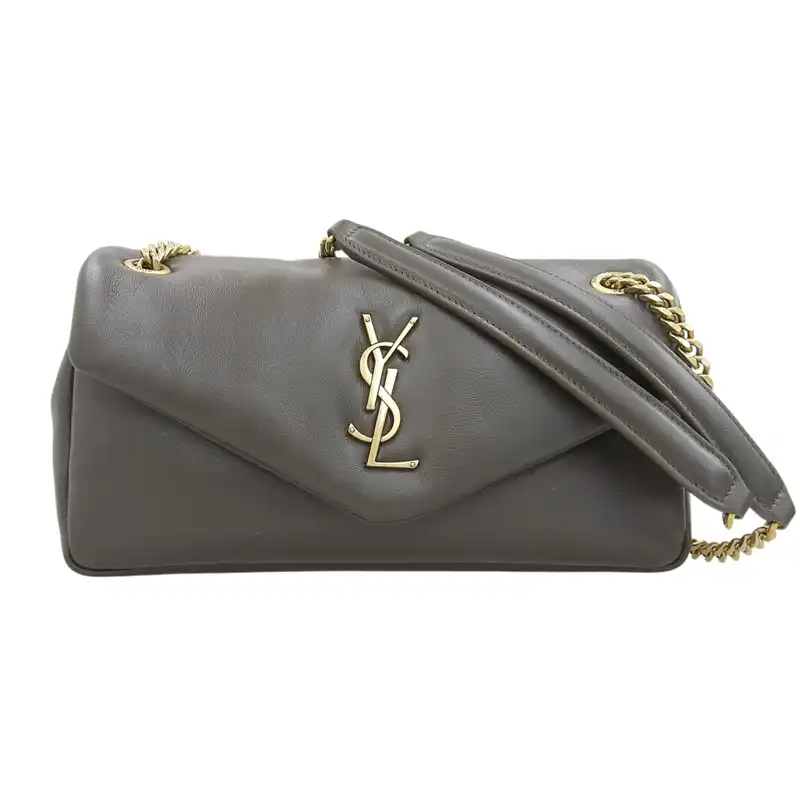 サンローラン SAINT LAURENT ショルダーバッグ チェーンショルダー レザー ブラウン 中古 OB2591