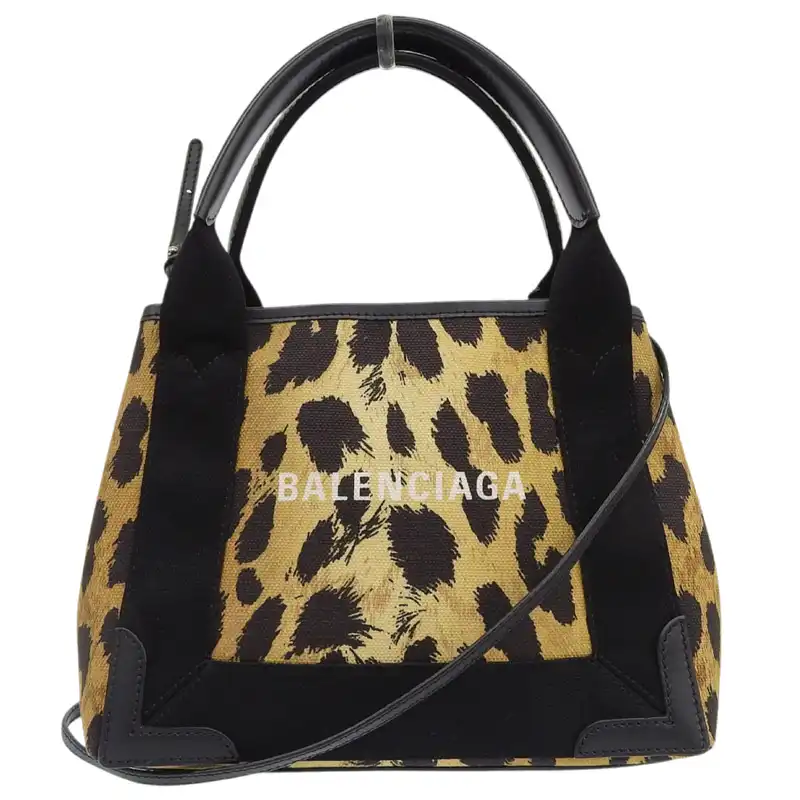 http://バレンシアガ%20ネイビーカバスXS%202WAY%20ハンドバッグ%20ショルダーバッグ%20キャンバス/レザー%20レオパード/ブラック%20390346%20中古%20OB2592
