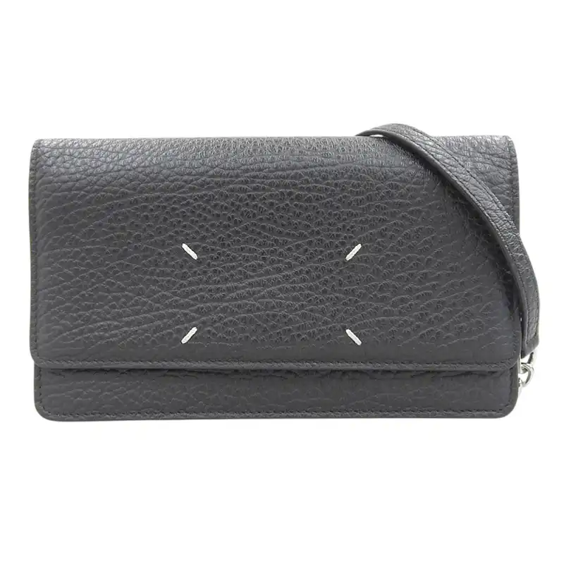 http://メゾンマルジェラ%20Maison%20Margiela%204ステッチ%20チェーンウォレット%20ショルダーバッグ%20レザー%20ブラック%20中古%20OB2593
