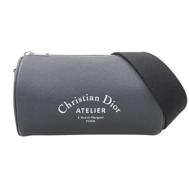 ディオール CHRISTIAN DIOR アトリエ ローラー ショルダーバッグ レザー ネイビー 中古 OB2596