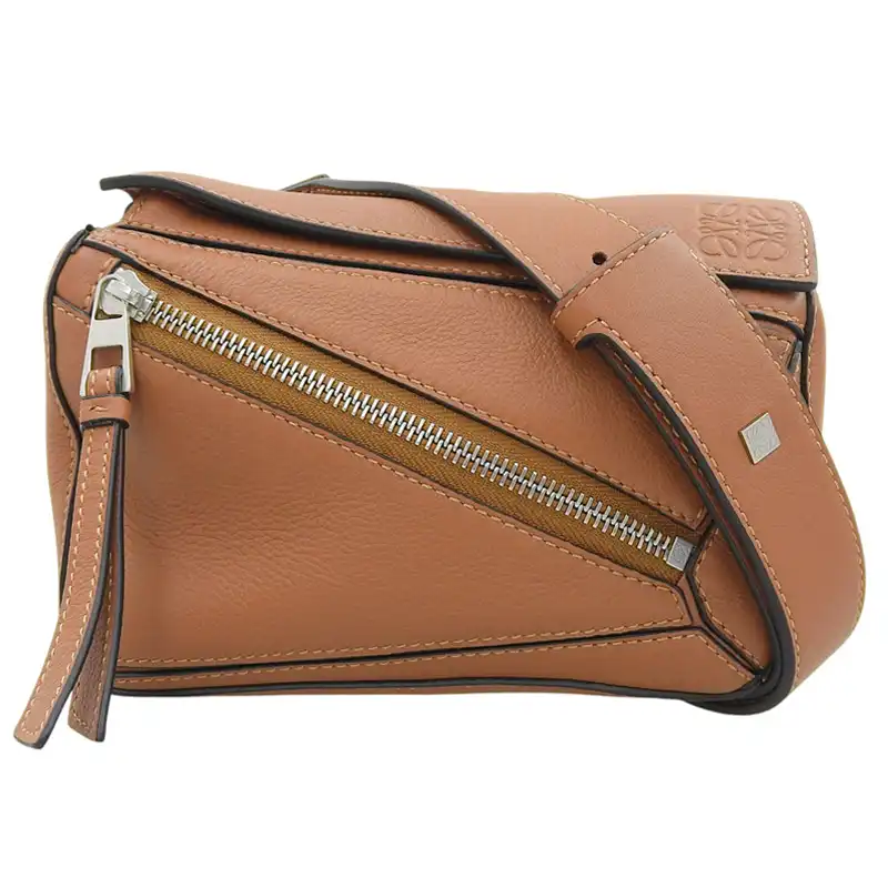 ロエベ LOEWE パズル バムバッグミニ ボディバッグ レザー タン B510EB1 中古 OB2608