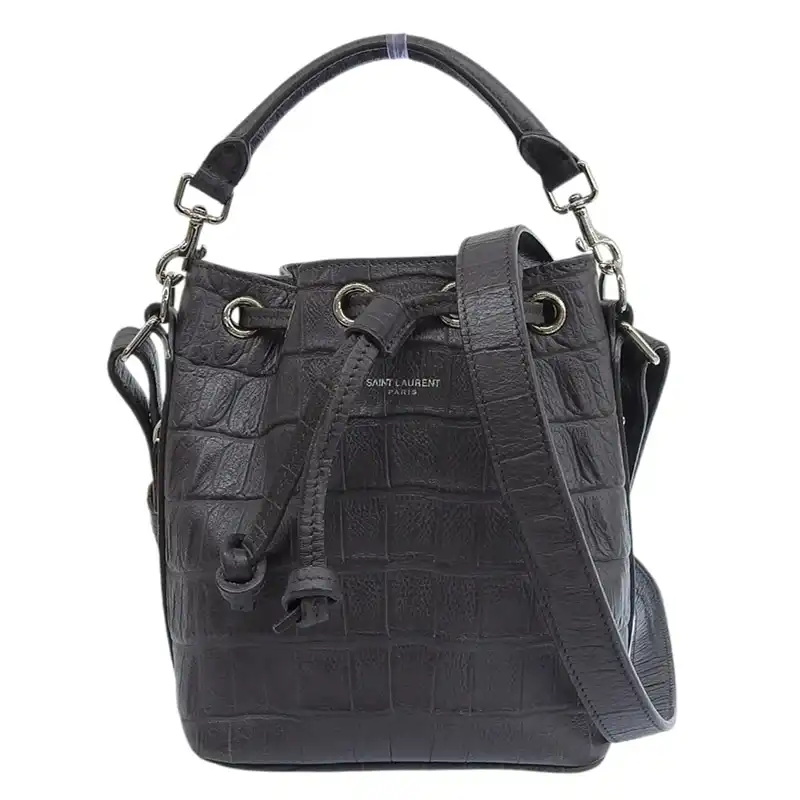 サンローラン SAINT LAURENT エマニュエルショルダー 2WAY ハンドバッグ ショルダー レザー型押し グレー 中古 OB2612