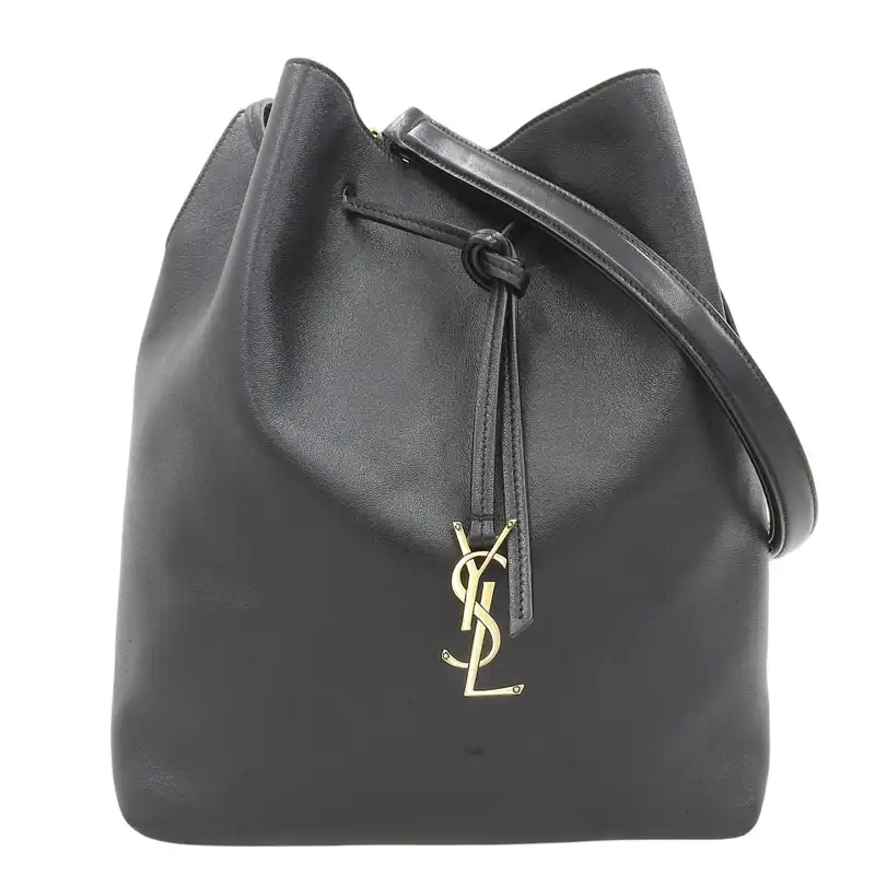 サンローラン SAINT LAURENT PARISV2 ショルダーバッグ ポーチ ラムスキン ブラック 804302 中古 OB2615