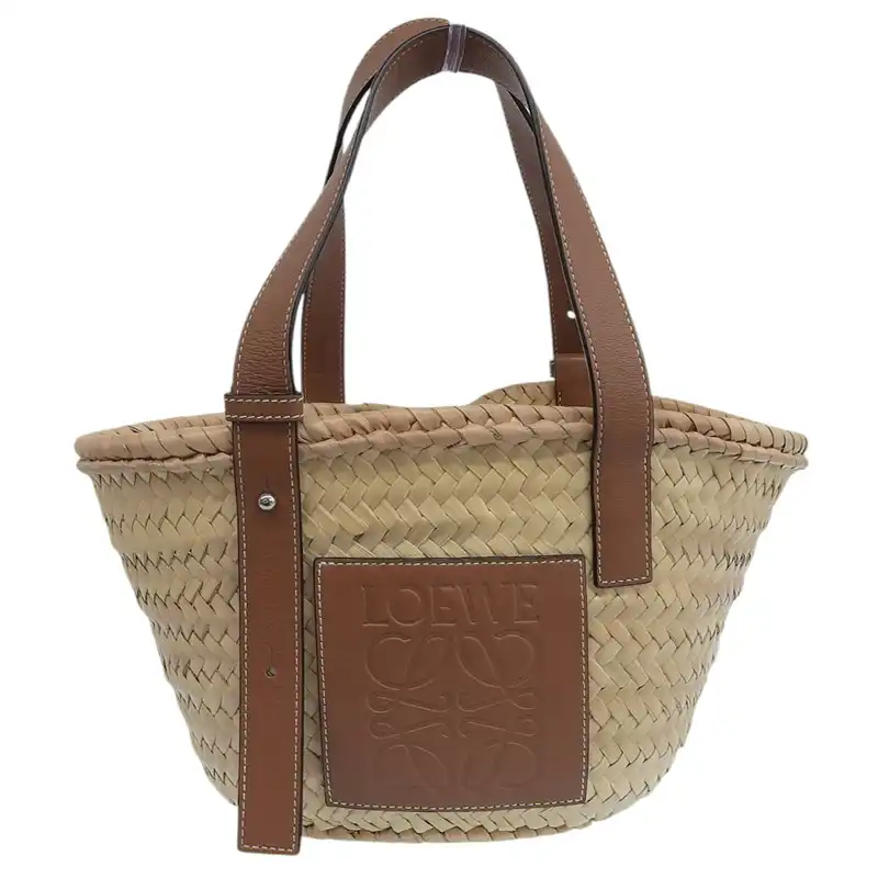 http://ロエベ%20LOEWE%20バスケットバッグ%20スモール%20トートバッグ%20かごバッグ%20ラフィア/レザー%20ナチュラル/タン%20327.02.S93%20中古%20OB2617