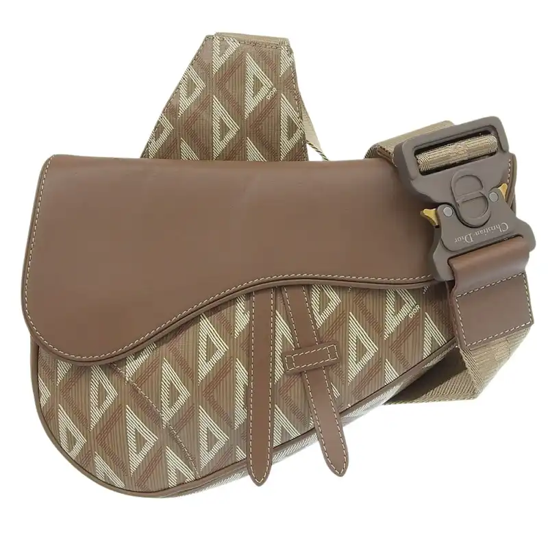 ディオール CHRISTIAN DIOR CDダイヤモンド ボディバッグ ショルダーバッグ PVC/レザー ブラウン 中古 OB2625