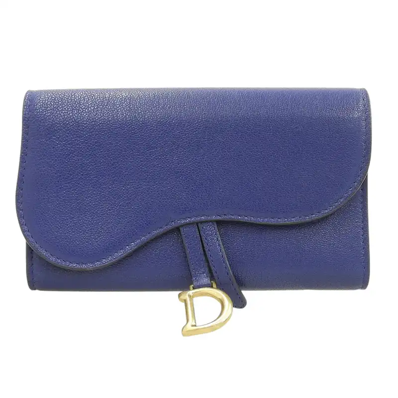 http://ディオール%20CHRISTIAN%20DIOR%20サドル%20スリムウォレット%20長財布%20レザー%20ネイビー%20中古%20OBB0646