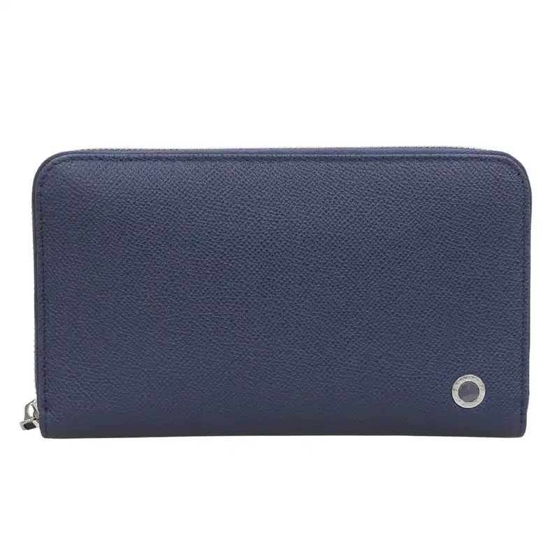 ブルガリ BVLGARI ラウンドファスナー 長財布 レザー ネイビー 美品 BV0428