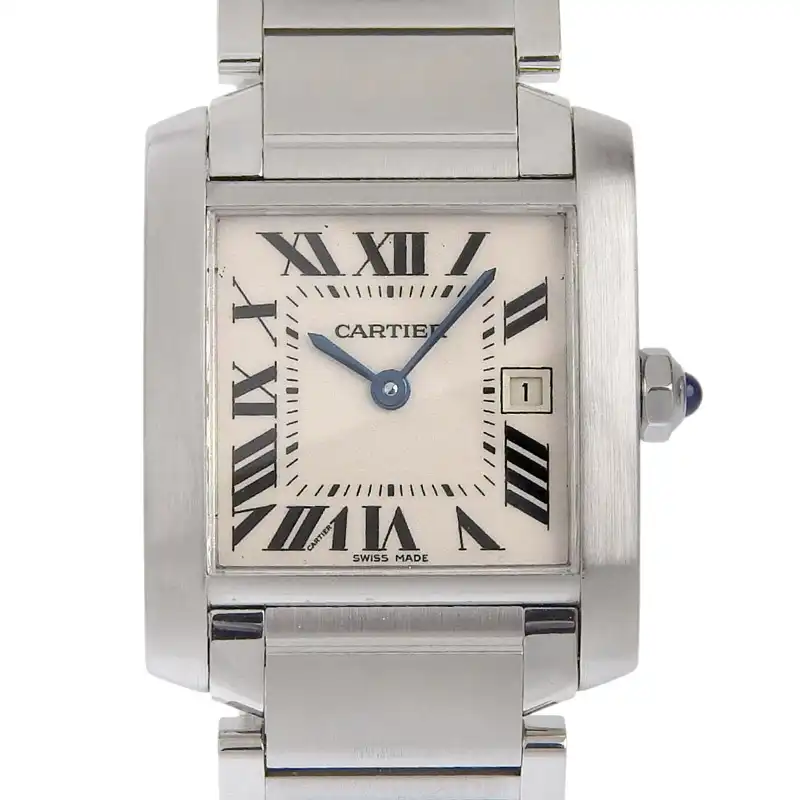 カルティエ CARTIER タンクフランセーズMM レディース クォーツ 腕時計 SS ホワイト文字盤 W51011Q3 中古 CA0485