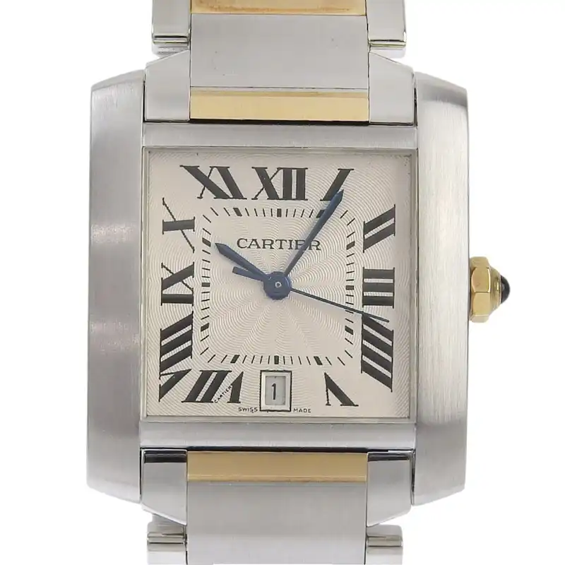 カルティエ CARTIER タンクフランセーズLM メンズ 自動巻き 腕時計 SS/YG ホワイト文字盤 W51005Q4 中古 CA0486