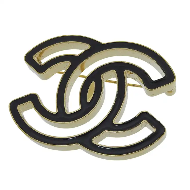 シャネル CHANEL ココマーク ブローチ ブラック/ゴールド色 B24A 中古 CH1067