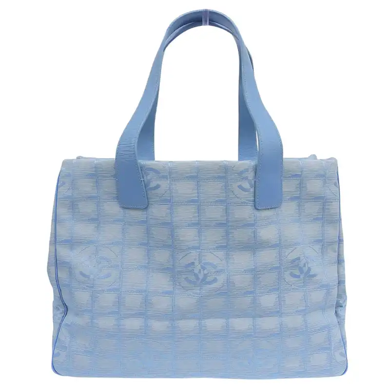 シャネル CHANEL ニュートラベルラインMM トートバッグ ナイロン/レザー ライトブルー 7番台 中古 CH1088