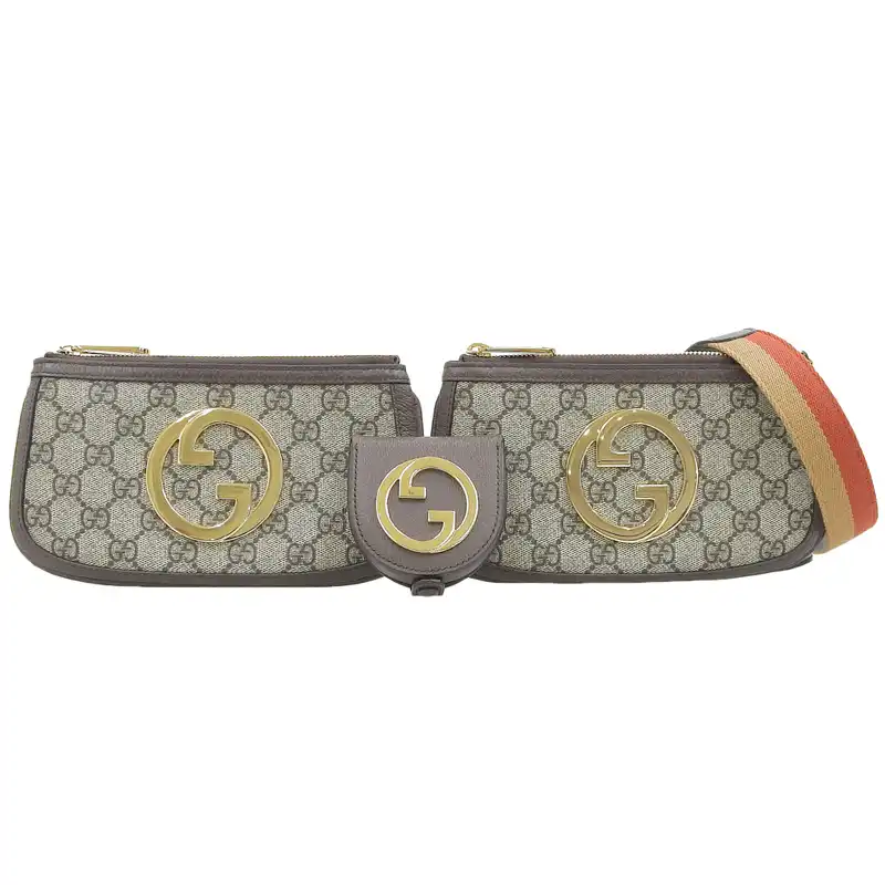 グッチ GUCCI GGスプリーム ブロンディスリーインワン ウエストバッグ ボディバッグ PVC/レザー ブラウン 702614 中古 GU0655