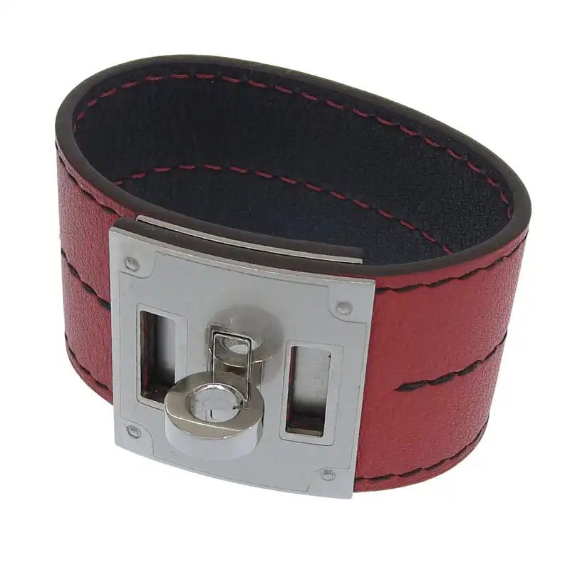 エルメス HERMES ケリードッグ ブレスレット バングル レザー レッド #T2 C刻印 2018年 中古 HE1136