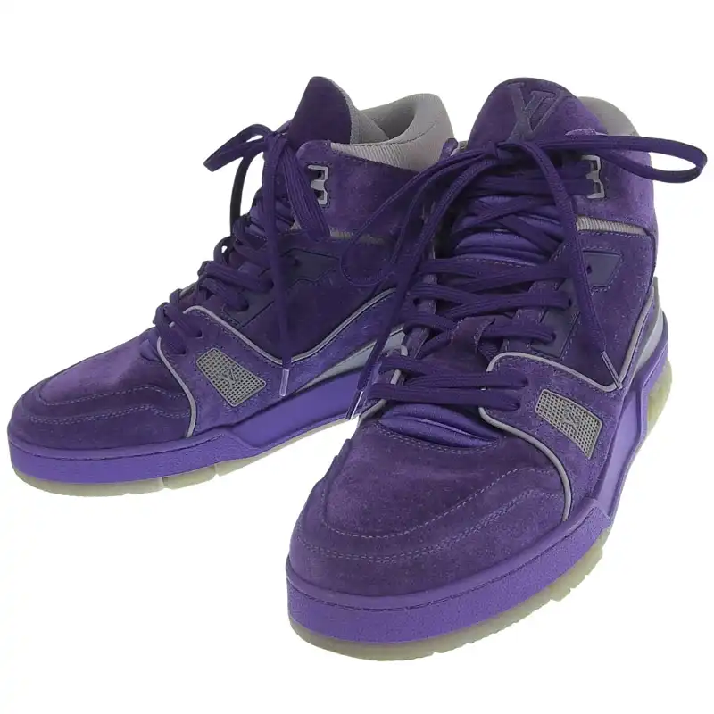 ルイヴィトン LOUIS VUITTON LVトレイナーライン スニーカー 靴 スウェード パープル #5.5 約25.0cm 1A5DUB 中古 LV1741