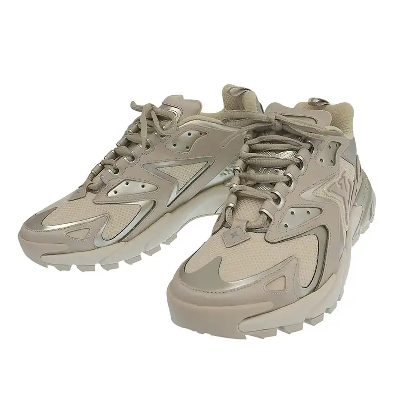 ルイヴィトン LOUIS VUITTON タティックライン スニーカー 靴 メッシュ ベージュ/シルバー #7 約26.0cm 1AARJW 美品 LV1748